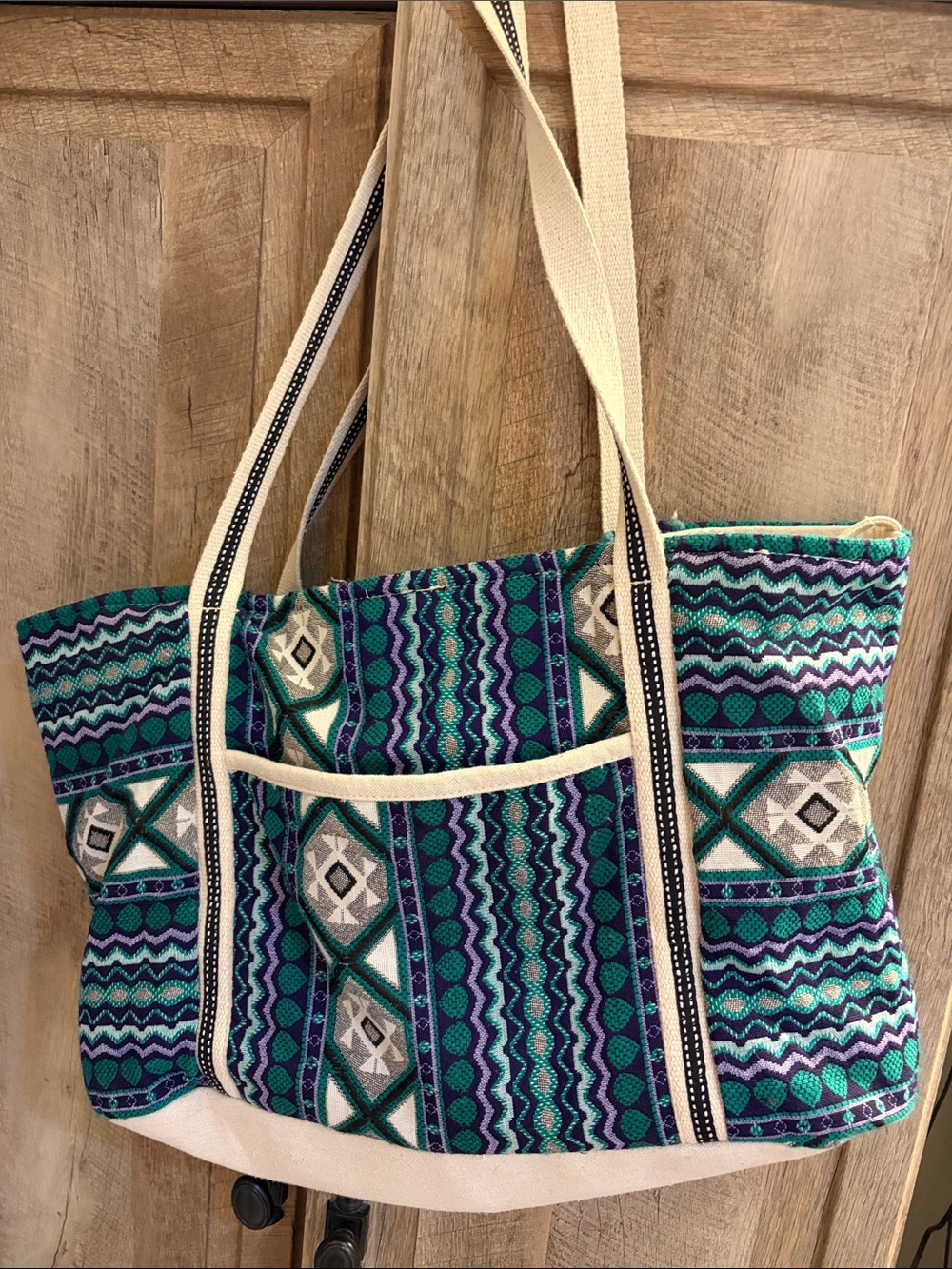 Astrid Jacquard Aztec tote bag made in India artisanal versatile boho beach